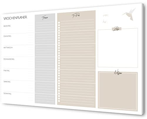 byNia A4 Wochenplaner Block, weekly planner mit to do Liste, Dein to do planer undatiert. DIN A4 Erw. & Kinder Schreibtischunterlage aus Papier für Mädchen & Jungen.