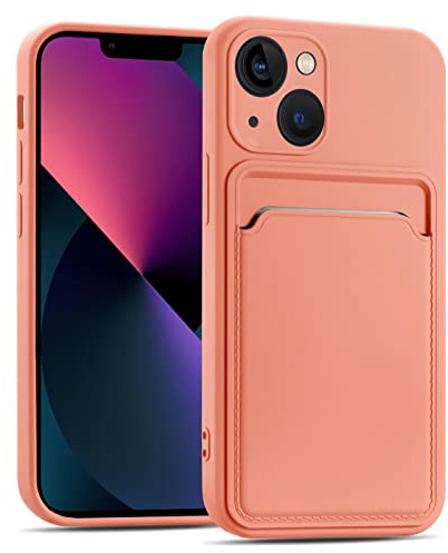 Verco Custodia Compatibile con iPhone 13 Mini Cover, Custodia Protettiva con slot per carte per iPhone 13 Mini Case Sottile in Silicone, Rosa