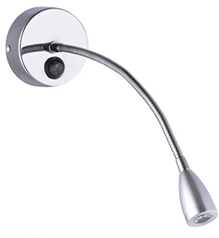 Modern LED Wandlampe mit Schalter Chrom Metall Verstellbar Design Wandleuchte Weißes Licht Leselicht für Wohnzimmer Schlafzimmer Arbeitszimmer Büro Flur Hotel Lampe Wandspots, 3W, 240LM, 6000K