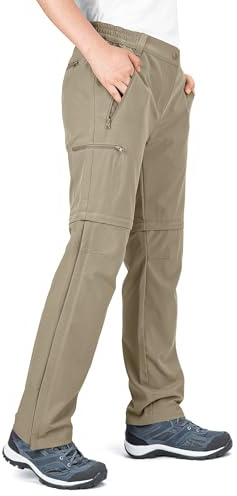 33,000ft Women's Convertible Zip Off Hiking Trousers with UV Protection Multiple Pockets Ladies Stretch Cargo Pants for Trekking, Camping, Walking