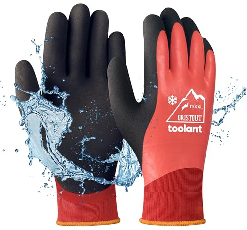 OriStout Arbeitshandschuhe für Herren und Damen, Touchscreen, Wassdichte Handschuhe, Thermohandschuhe Winter, Gartenhandschuhe für kaltes Wetter, Rot, XX-Large