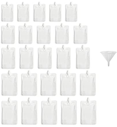 Yukiyi 20pcs 250ml Refillable Drink Pouches for Festivals Essentials Festival Accessories Clear Travel Plastic Flasks Cruise Kit Reusable Juice Bags Drink Container Party Christmas Hot Cold Beverage