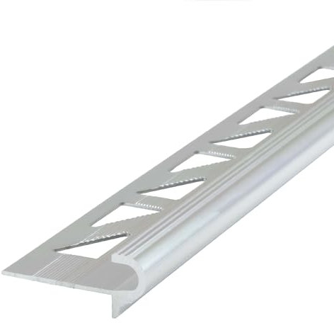 Dalsys Treppenkantenprofil Fliesenschiene 2,5m, Höhe 10mm Stufenprofil aus Aluminium, hoher Kantenschutz Silber