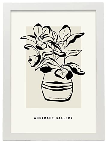 Nacnic Rubber Fig Plant Poster art, Size A3 White frame. Ink style Print for the decoration of living room walls, bedrooms, offices...