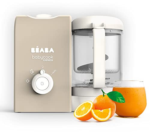 BEABA, Babycook Express, Baby Robot 4 in 1 Mixer/Standmixer, 15 Min. schnelles Kochen, Mixen nach Maß, schonendes und gesundes Dampfgaren, Auftauen, homogene Textur, Kapazität 1 250 ml, Ton