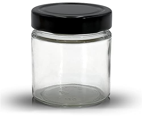 Apoidea – Honiggläser 250g mit DEEP Twistoff Deckel in Schwarz 24 Stück/Honiggläser 250g mit Deckel/Honigglas und Einweckglas Deepglas/Hochwertige Honig Gläser für Ihren eigenen Honig