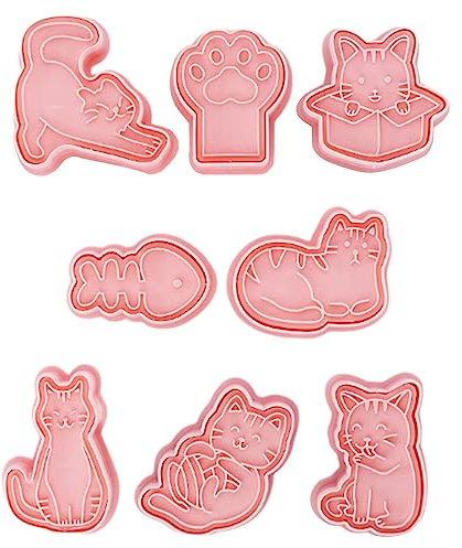 TopHomer Ausstechförmchen Katzen, 8 Stück Ausstechformen Keksausstecher 3D Kunststoff Ausstecher Cookie Cutter Plätzchenformen für Kinder, für Tortendeko Kekse Backen (Katzen)