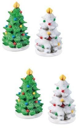 Set 4 ALBERI di NATALE in ZUCCHERO - PINO Pinetto in zucchero- bianco e verde - decorazione natalizia per torte, panettoni, pandori e dolci