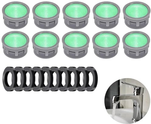 JTKREW 10 pièces Ventilateurs de Robinet avec Joint,Filtre de Robinet,limiteur de Robinet,Accessoires de Salle de Bain,filtres pour Robinet,pièces de Rechange pour Salle de Bain,Cuisine