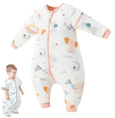 ChangTsing Baby-Schlafsack mit Füßen, abnehmbare Ärmel und Socken,Baby Winterschlafsack Schlafsack mit Füssen kleine Kinder Ganzjahres,Junge Mädchen Unisex Schlafanzug