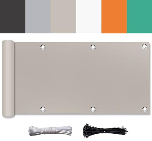 Ufamiluk Brise Vue Balcon 40cm Hauteur sur Mesure Protection UV 95% Solaire Balcon Extérieur Brise Vue Resistant pour Patio Balcon Terrasse Jardin 40x350cm Taupe