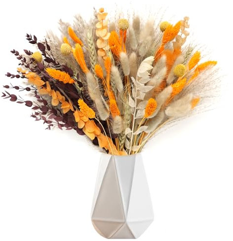 105 Stück Getrocknete Pampasgras Herbst Dekoration Pampasgras Trockenblumen Deko Natürliche Trockenblumenstrauß für Herbst Hochzeitsdeko Boho-Blumen Tischdekoration Hause Rustikale Bauernhausparty