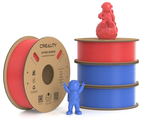 Creality Hyper PLA Filament 1.75mm, 30-600mm/s High Speed 3D Printer Filament, Dimensional Accuracy +/-0.02mm, Fit Most FDM 3D Printers, 4 Pack 1kg Spool(2.2lbs), Red & Blue