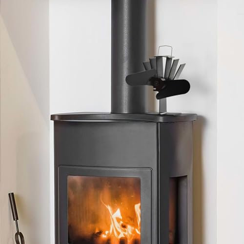 ShGaxin Wärmebetriebener Kaminventilator 2 Blätter Schwarz, Ofenventilator, Kamin Ventilator, Kaminventilator Lüfter, Ventilator Für Kaminofen, Ventilator Für Kachelofen