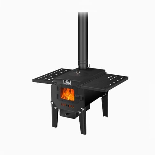 Holzofen Wohnzimmer Tragbarer Brennholzofen mit Fenster, Multifunktionaler Heizofen für Drinnen und Draußen zum Kochen, Campen und Zelten(60 * 40 * 50cm)