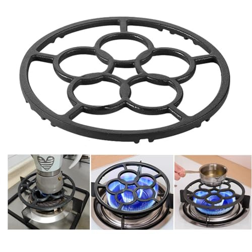 Gocoffun Supporto per piano cottura wok in ghisa, riduttore antiscivolo per moka, caffettiera, pentola, sottopentola, anello riduttore per fornello a gas da campeggio