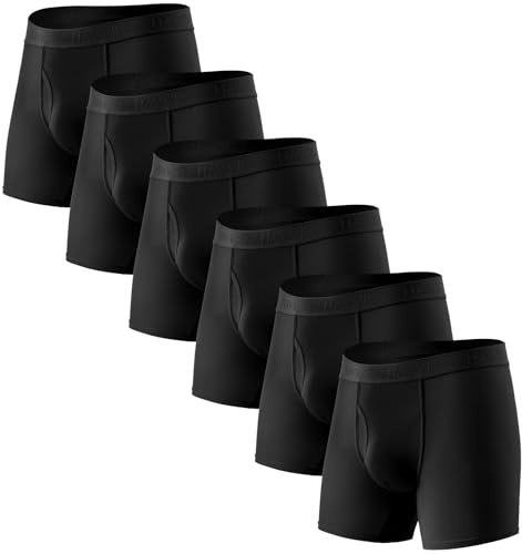 HAVVIS Boxershorts för män bambu underkläder män supermjuka andningsbara boxerkalsonger flerpack män retroshorts nya, C05 - 6-pack - svart, XL