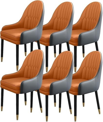 Moderne Esszimmerstühle, 6er-Set, mit Holzbeinen, stilvolle Küchenstühle für Wohnzimmer und Empfang, bequeme Lederakzent-Sessel in Tintengrün und Schwarz, 90 x 53 x 47 cm