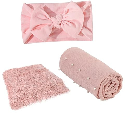 BESTonZON 3 Stücke Neugeborenen Geburtstag Foto Prop Set Baby Decke Baby Fotografie Wrap Decke