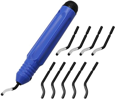 Sbavatore di Attrezzi Set, Sbavatore, Sbavatura Strumento Universale, Sbavatore Manuale, Sbavatore a 360° Rotanti, con 10 Pezzi Lame di Ricambio, per Stampe 3D Tubi, Plastica, Alluminio, Rame,Acciaio