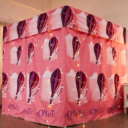 Bed Tent Romantische Betthimmelvorhänge mit Metallstange, 2 M Hohes, Bodenstehendes Bettzelt, Verdunkelungsstoff, Bunte Betthimmelvorhänge für Jungen- und Mädchenschlafzimmer für Erwachsene(F,1.8m(5.9