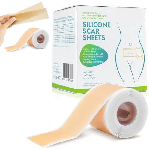 Silikon Scar Sheets 1,6 x 60 Zoll Roll-1,5 m, Premium-Silikonblätter für Narben, medizinische Narben-Silikonbänder für Narben, Narben, Silikon