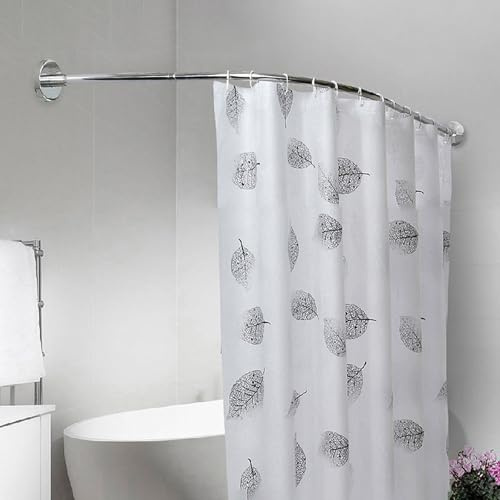 TapferBahn Verstellbare L-förmige Ecke Duschstange,Dusche Vorhangstange U-Forms,Edelstahl Dusche Vorhangstange Ecke,Edelstahl Gebogene Duschstange,für Badezimmer,Badewanne,Balkon,Umkleidekabine
