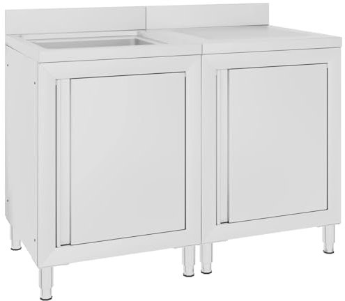 Juroupi Mobiletto da Cucina con Lavandino in Acciaio Inox 120x60x96 cm