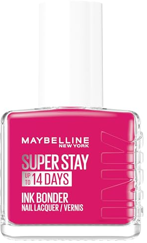 Maybelline New York - Vernis à Ongles Coloré Longue Tenue - Couleurs Intenses et Pigmentées - Renforce les Ongles Abîmés - Superstay Ink Bonder - Teinte : Rose Fuchsia 180-12 ml