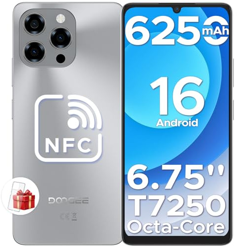 DOOGEE Note 58 Smartphone Android 16, 32(8+24)GB+128GB/2TB TF Cellulare, 6.75 HD+ 90Hz Schermo, 6250mAh, 16MP+8MP Telefono Cellulare, 4G Dual SIM/Octa Core/Widevine L1/ NFC/OTG/Face ID/GPS, Naturali