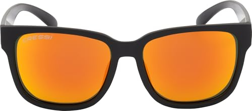 CRESSI Bivi Sunglasses Black/Mirrored Orange Lins-Unisex Lätta Sportsolglasögon Polariserade Löpning Cykling Körning Vattensporter, TR90-båge Svart, TAC-lins Orange Spegel