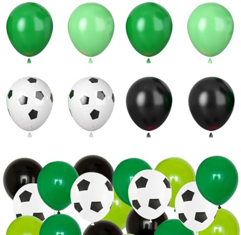 Palloncini Calcio, 40 Pezzi Lattice Palloncino 12 Pollici in Lattice, Palloncino Verde Nero Bianco, Per Amanti Del Calcio, Festa Sportiva, Riunione Sportiva Scolastica, Coppa Del Mondo