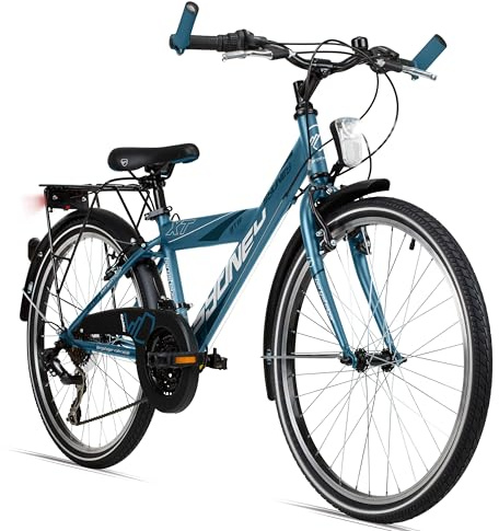 Bergsteiger Sydney 20/24 Zoll Kinderfahrrad Mountainbike 6/18 Gang | Mit V-Bremsen, Dynamolicht mit Standlicht, Reflektorstreifen, Ständer, ideal ab 115 cm für Schulweg und Gelände.