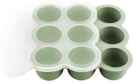 Kustimantu Recipiente de almacenamiento de silicona con forma de cubo de helado, 9 compartimentos, con forma de congelador, almacenamiento para leche materna, puré, aperitivos caseros