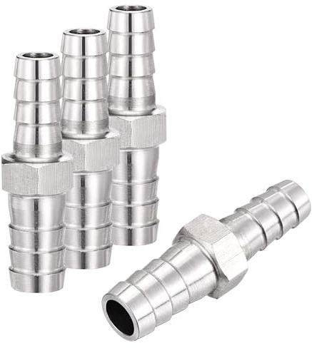 Rebower 4 Pack SUS304 Hose Barb to Adapter 1/2(15mm) Barb x 3/8(10mm) | Hose Barbed Fittings for Industrial, Automotive, Fluid Transfer, Home Gardening, and Water Treatment
