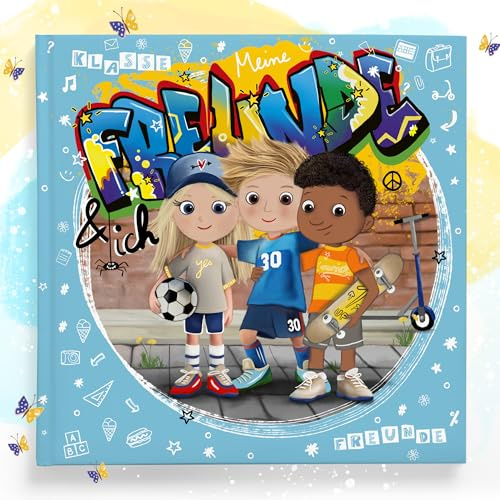 Urselli Meine Freunde und ich Freundebuch Schule Mädchen und Jungen Graffiti Design | Freundschaftsbuch Grundschule | Meine Freunde Buch | Geschenk zur Einschulung | Schulfreundebuch zum Ausfüllen