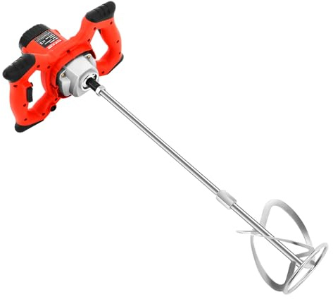 1500W Mischer, elektrischer Betonmischer 220V, 120mm Mörtelrührer, 6 Geschwindigkeitsstufen einstellbar, 330-930 U/min, zum Mischen von Putz, Farbe und Zement