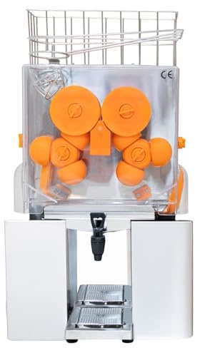 Exprimidor de Cítricos Comercial | Acero Inoxidable | 20-22 naranjas/min | Producción rápida 3-5s | Grifo integrado | Cesta superior amplia | Bajo ruido 60dB | Accesorios incluídos | Extractor de Zumo