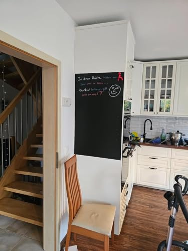 Magnettafel | Memotafel | Selbstklebend | Magnetleisten mit 5 Stück starke Magnete | Büro, Pinnwand, Fotowand, Dokumente Kühlschrank beschreibbar, abwischbar, magnetisch (schwarz, 60x40cm)