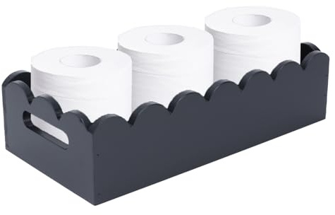 Toilet Roll Basket Black Toilet Tank Top Organiser Wooden Bathroom Trays for Toiletries Accessories Stackable Storage Boxes for Makeup Bedroom Shelf Decor
