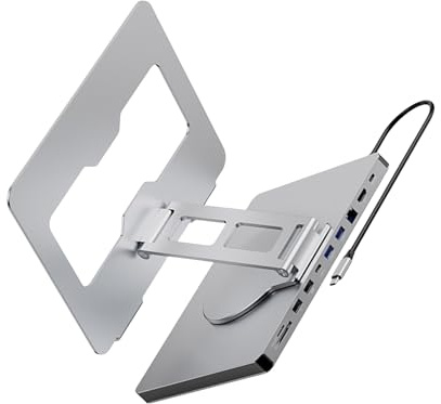 ZHGFXIN Estación de acoplamiento para laptop de 10 puertos con base giratoria de 360 grados y protección completa de dispositivos, soporte giratorio de aleación de aluminio para laptop