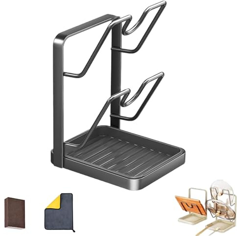 Générique Porte Couvercle Cuisine, Support de Rangement pour Couvercles de Casseroles, Repose Couvercle et Organiseur de Cuisine Polyvalent (1 pièce grise (2 couches))