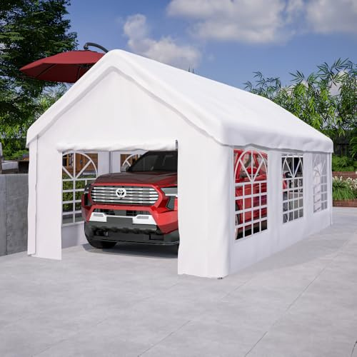 Carport Zeltgarage 3x6 m – Großes Garagenzelt Winterfest mit Roll-up-Tür für Auto, SUV & LKW – Abnehmbare Seitenwände und Dach
