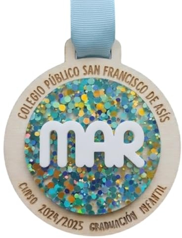 xulisimo Pack medallas Personalizada de Madera Natural y metacrilato con Nombre, Detalle Original para Fin de Curso y graduación, Regalo Personalizado para Alumnos, Futbol
