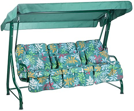 Alfresia Roma 3 Seater Garden Swing Seat with Adjustable Water-Resistant Canopy and Classic Cushions, Heavy Duty Outdoor Patio Swing Seat Supporting up to 250 kg for Garden, Lawn or Decking