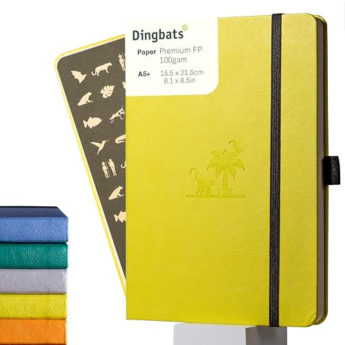Dingbats - Tierwelt Notizbuch A5 Liniert - Hardcover aus veganem Leder für Arbeit, Reisen, Uni - mit elastischem Verschlussband (Earth)