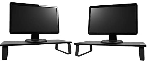TekBox Monitor Riser Computer Screen Desk Stand (2x Single Riser) | Made from particle board with steel brackets