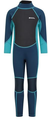 Mountain Warehouse Kinder-Neoprenanzug - 2,5mm, Kinder-Schwimmanzug mit LSF 50+, Wetsuit aus Neopren für Jungen und Mädchen, Flatlock-Nähte & Easy Glide Zip - Schwimmen Blaugrün 13 Jahre