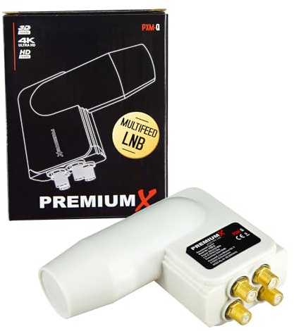 Premium X Quattro LNB Rocket - 4Fach - für Multischalter - 4K Full HD - mit Wetterschutz und LTE Filter für Satellitenschüssel Digital TV Fernseher SAT Receiver - Weiß