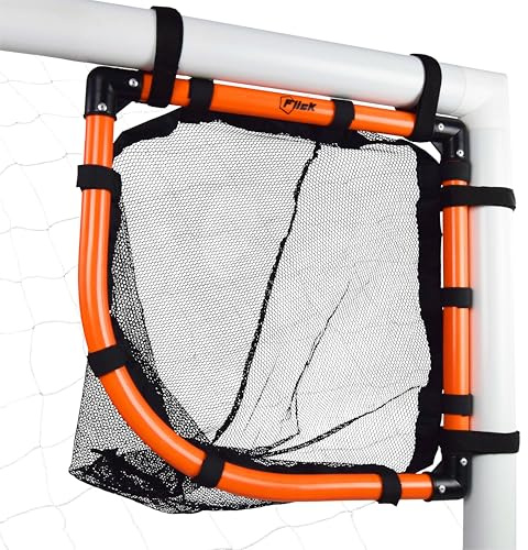 FLICK Urban Corner Shot Top Bins | Football Goal Target Nets for Accuracy Training | Fits all Goals | For Garden or Pitch Use, Black & Orange